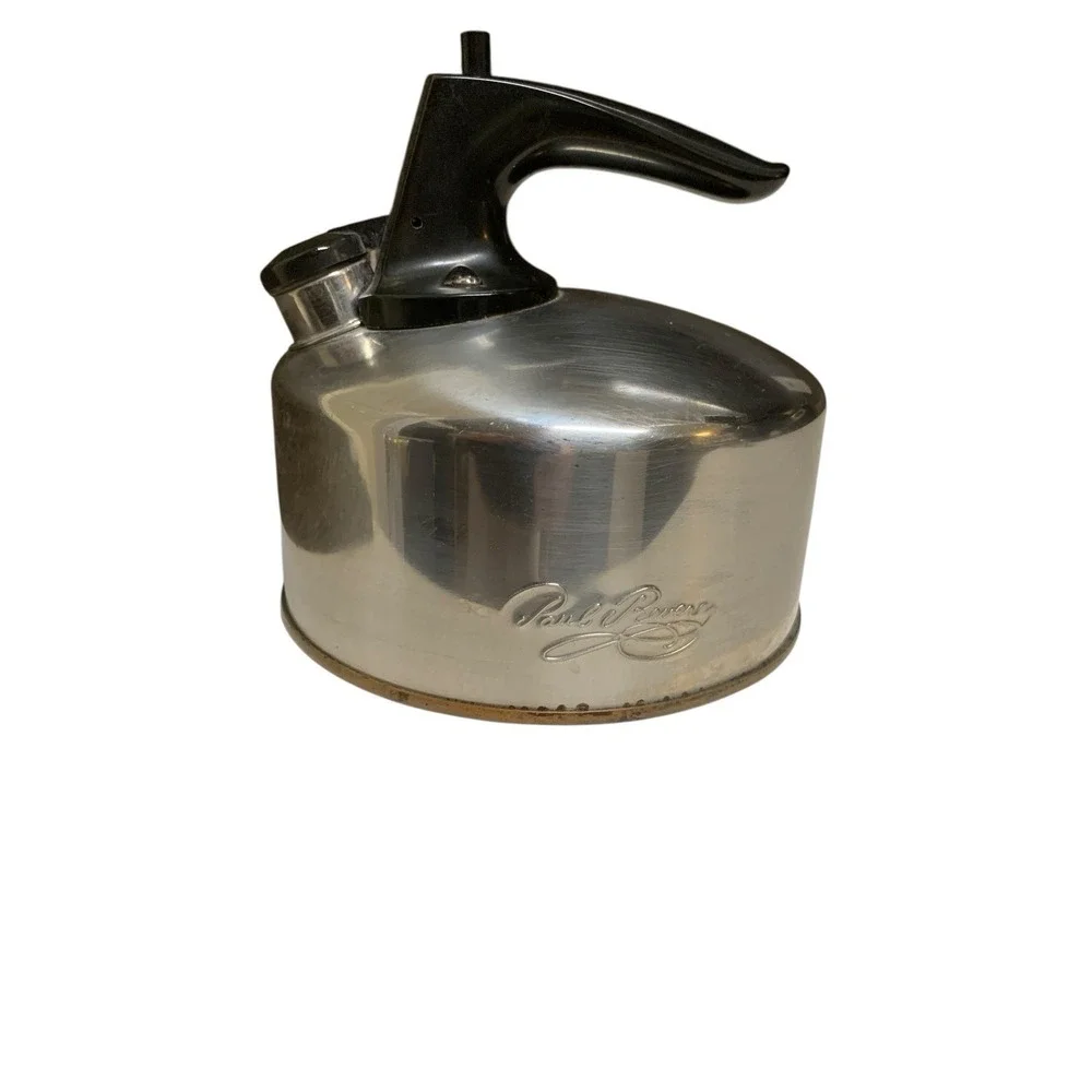 Vtg Paul Revere Ware Copper Bottom Whistling Tea Kettle 1 Quart